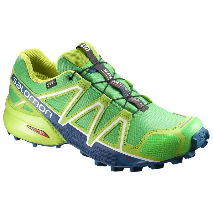 Salomon SPEEDCROSS 4 GTX® - Mens Trail Running Shoes - Green/Yellow - NZ (46051-TPUR)